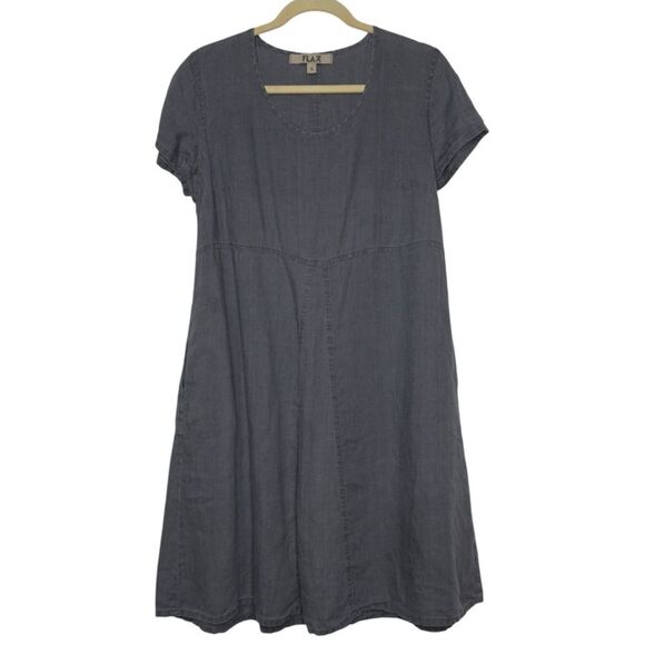 FLAX Solstice Linen Dress With Pockets - Size Small - Picture 2 of 8